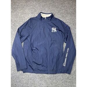 New York Yankees Jacket Men Large Blue Windbreaker Full zip Majestic Shell MLB